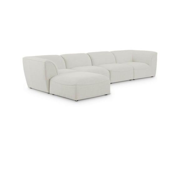 Meridian Furniture Miramar Cream Durable Linen Textured Modular Sectional