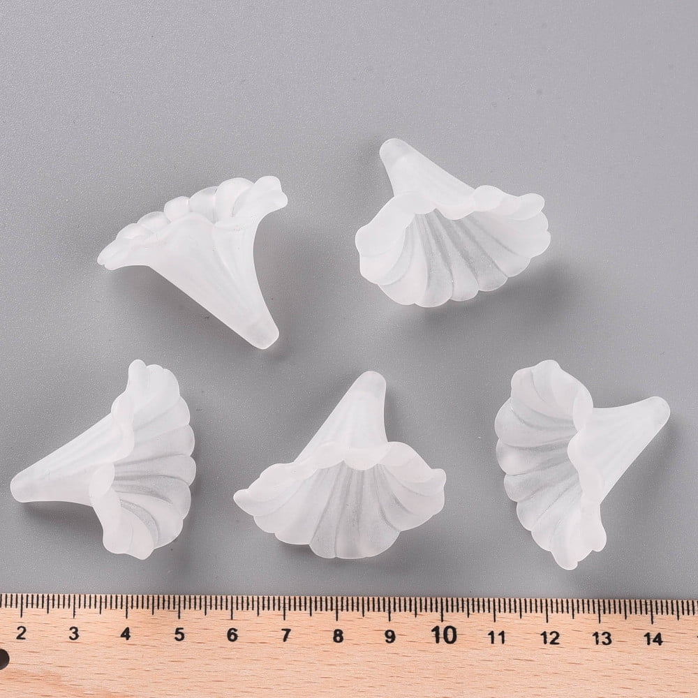 500gs Transparent Acrylic Beads Calla Lily Frosted Clear 40.5x33x35mm Hole: 1.8mm about 135pcs/500g