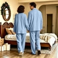 thumbnail image 4 of HAJWOH Men and Women's Pajamas Set Lightweight Long Sleeve Button Down Notched Collar Pajama Comfy Sleep Sets, 4 of 5