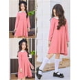 thumbnail image 6 of Oudiya Girls Long Sleeve Dress Casual Vintage Peter Pan Collar Swing Party Dress, 5-14 Years, 6 of 7