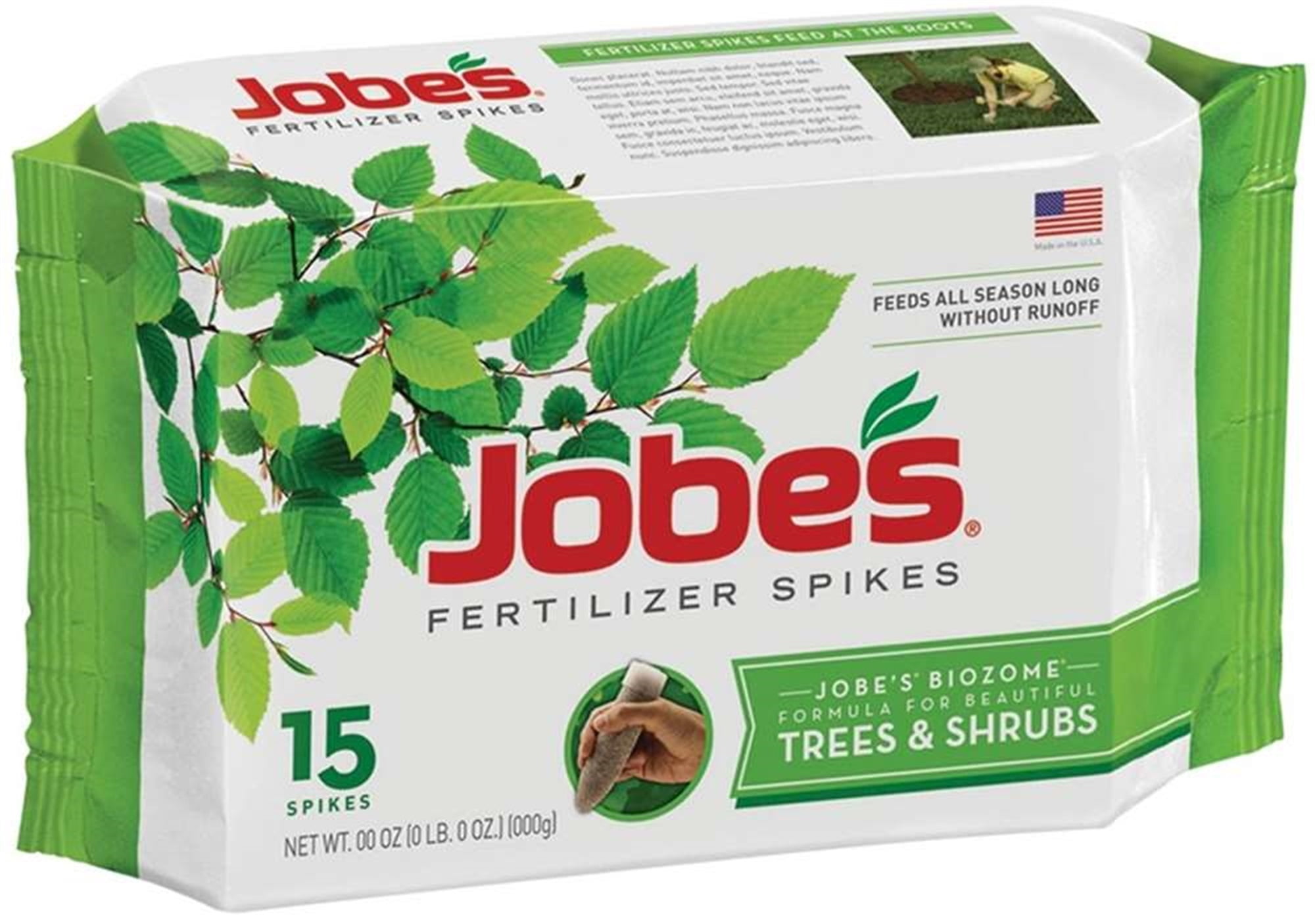 Jobes Fertilizer Spikes for Beautiful Trees & Shrubs, 15 Spikes
