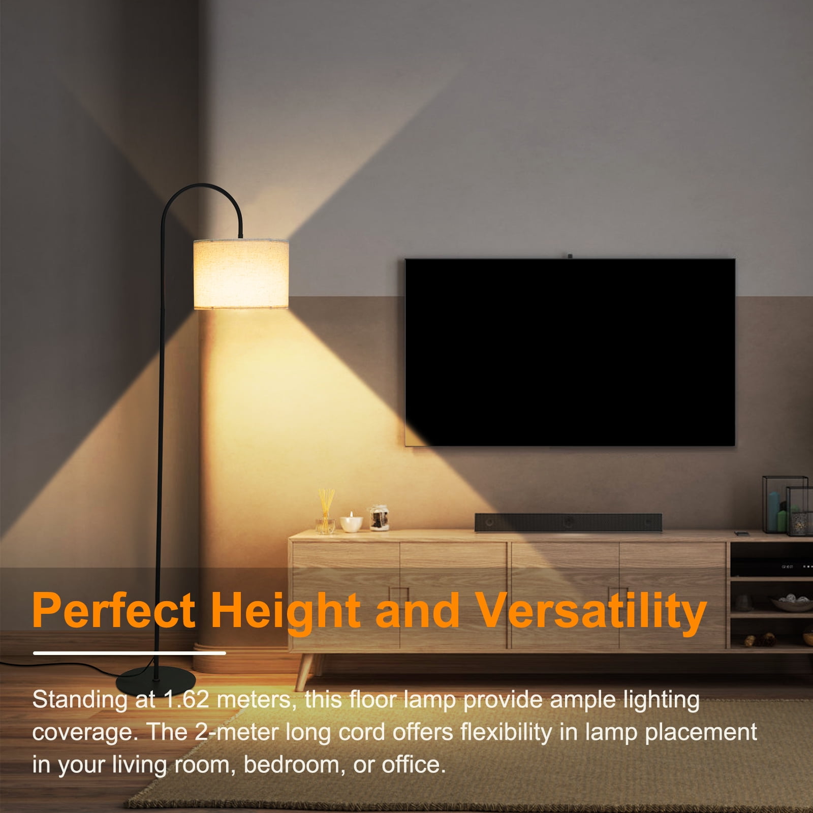 Floor Lamp for Living Room with 3 Color Temperature, Modern Standing Lamp Tall Pole Floor Reading Lamp for Bedroom, Study Room, Office, 12W Bulb Included
