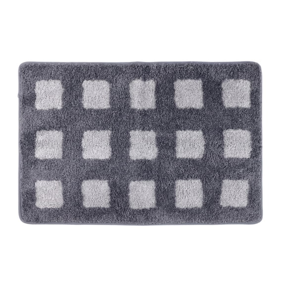 REGALWOVEN Bathroom Rugs Absorbent Non Slip Checkered Bath Mat Soft Plush for Home Decor Grey 32" x 20"