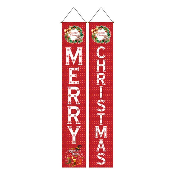 dianhelloya 1 Pair Walnut Soldier Banner Christmas Porch Sign Door Hanging Merry Christmas Banner for Christmas Home Decor