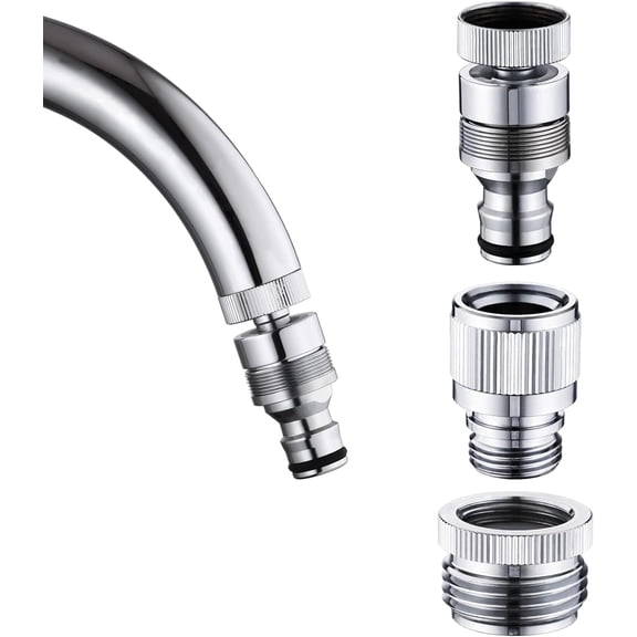 Sink Faucet Quick Connector Faucet to Garden Hose Adapter Dishwasher Washer Snap Coupling Adapter, for Bathroom, kitchen, Garden, Shower Hose, Pet Bathing