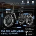 thumbnail image 5 of Lilypelle Electric Trike for Adults,15.5MPH 500W 48V 14.5Ah Lithium Battery , 7-Speed Aluminum Ebike 3 Wheels Bike with Front&Rear Baskets，20x4in Fat Tire E-Trike, 5 of 6