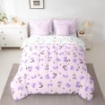 thumbnail image 2 of Homewish Purple Bowknot Floral 7-Piece Twin Bedding Sets,Country Floral Bedding Comforter Set,Lovely Bow Knot Sheet Sets For Men Women,Breathable Home Decor Reversible, 2 of 8