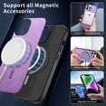 thumbnail image 2 of for iPhone 16 Pro Max Magnetic Case, Luxury PU Leather Skin-Feel Back Protective Phone Cover Compatible with Mag-Safe Support Car Mount Holder for iPhone 16 Pro Max, Purple, 2 of 9