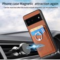 thumbnail image 3 of Carbon Fiber Patterned Case for Google Pixel 6, Wallet case with [360°Rotation Ring Kickstand] Credit Card Holder,PU Leather Shockproof Cover Women Men for Google Pixel 6, Brown, 3 of 8