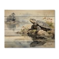 thumbnail image 3 of Designart "Turtle Sumi Asian Painting I" Asian Print on Natural Pine Wood, 3 of 5