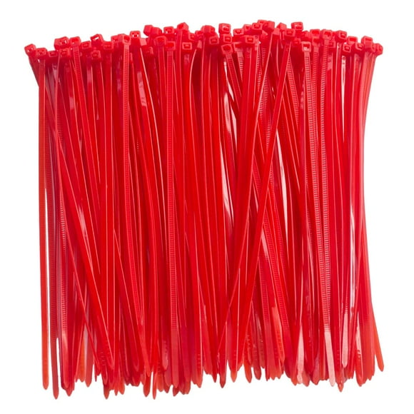 Attaches à Fermeture Éclair Transparentes de 8 Pouces (Longueur 6.7 Pouces), 300 Pcs Attaches de Câble en Nylon, Sangle de Cordon Robuste Rouge
