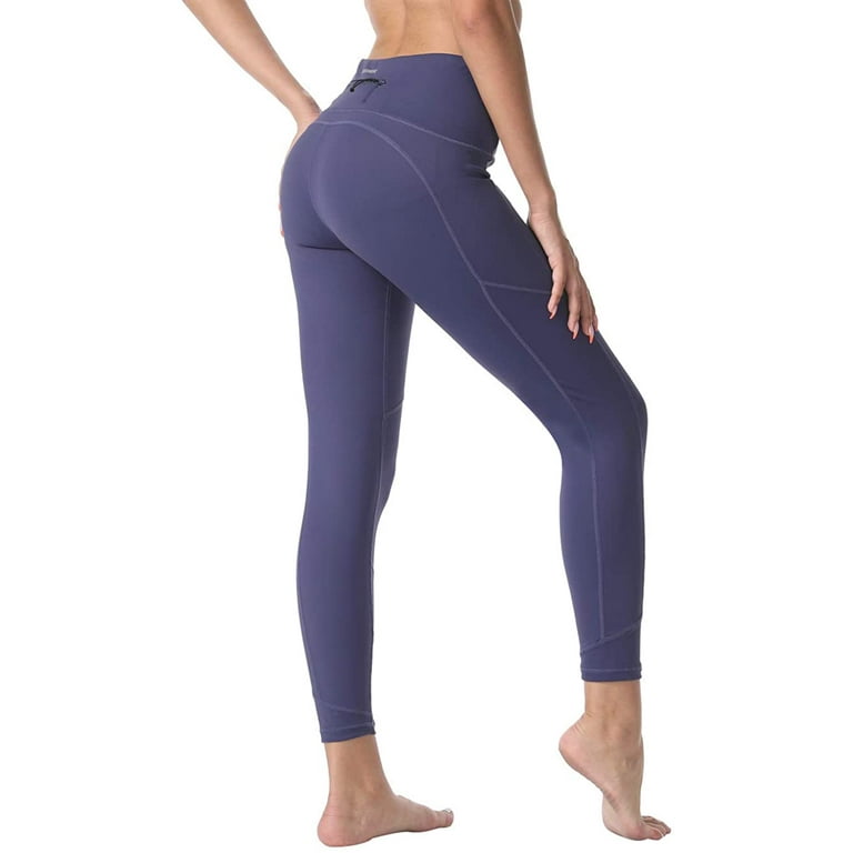 WoMens Yoga Pants High Waisted Butt Lifting Tummy Control Exercise Running Workout  Leggings with Pockets #56068 Navy 8-10 
