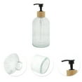 thumbnail image 5 of Unique Bargains 1 Pc Round Bottom Vertical Stripe Soap Dispenser 13.53oz Clear Black, 5 of 6