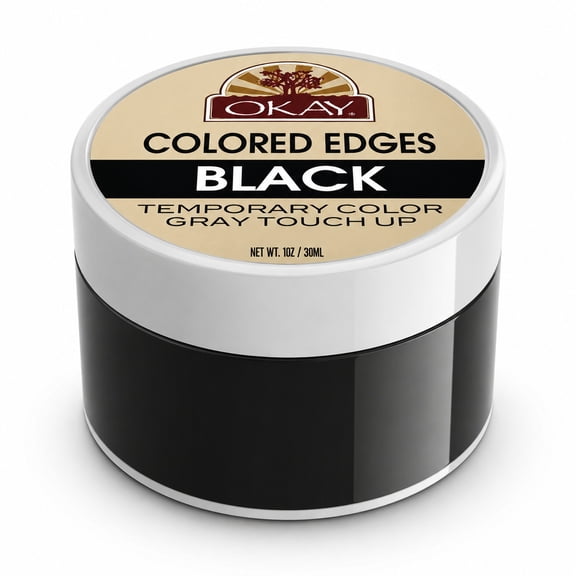 OKAY Colored Edges Black Edge Control & Temporary Hair Color, Covers Gray Roots & Regrowth, Tames Edges and Flyaways, Black, 0.5 oz / 15 mL