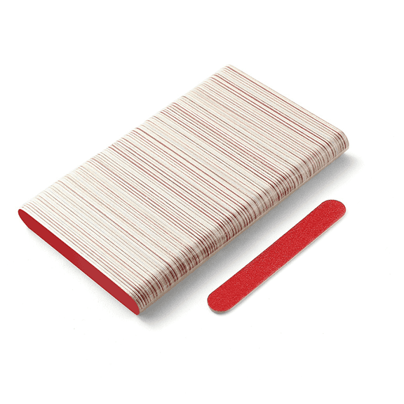 FACEGA 100 Pcs Nail File,Comfortable Grip Nail Supplies,Easy Handling Effortless Shaping Fingernail Files,Red