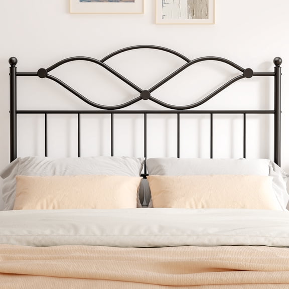 Yoneston Queen Size Sturdy Metal Headboard with Adjustable Height for Queen Beds, Black
