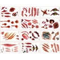 thumbnail image 3 of 24 Sheets Halloween Tattoo Sticker Horrible Body Scar Tattoo Temporary Sticker, 3 of 7
