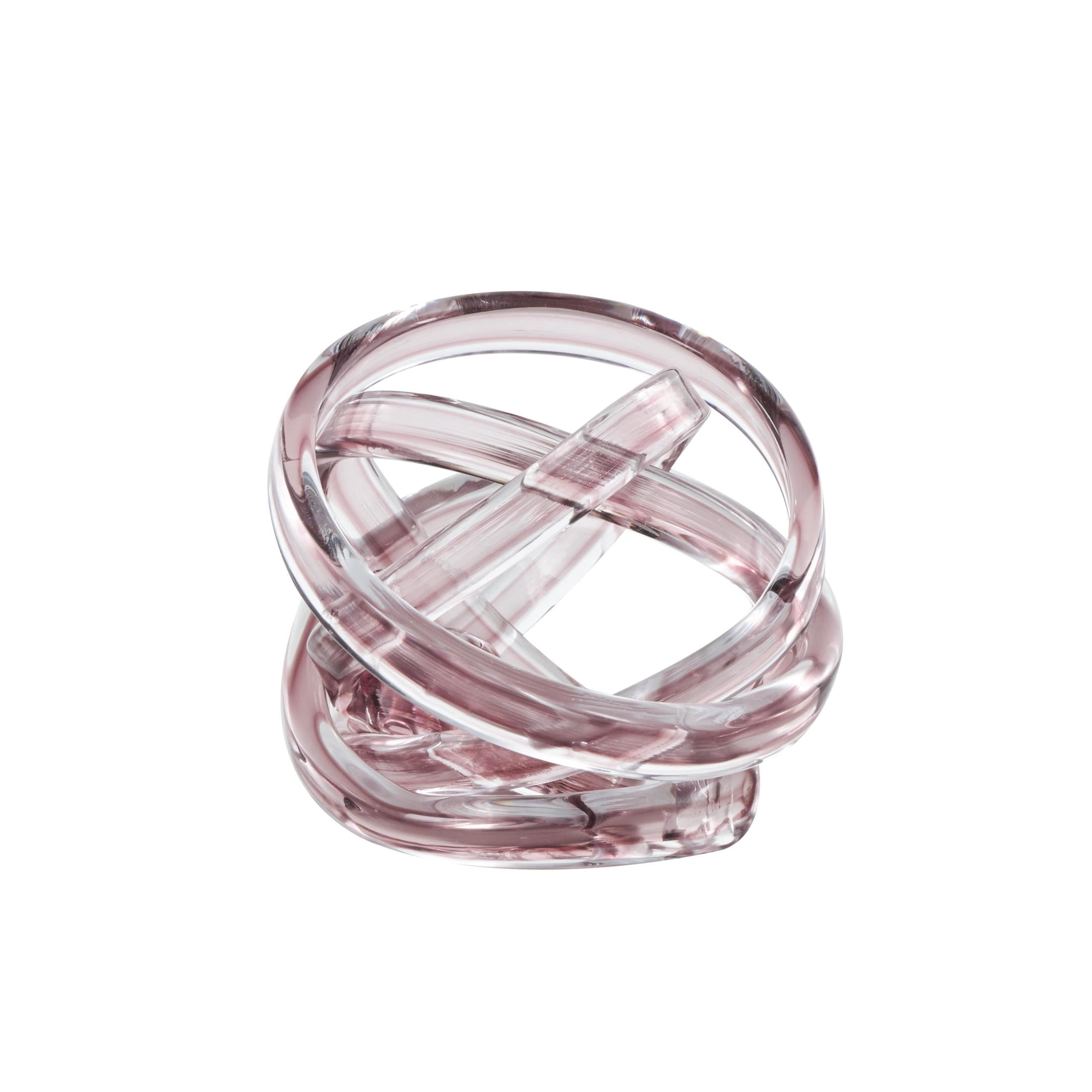 7" x 7" Pink Glass Brushed Ombre Twisted Knot Sculpture, by DecMode