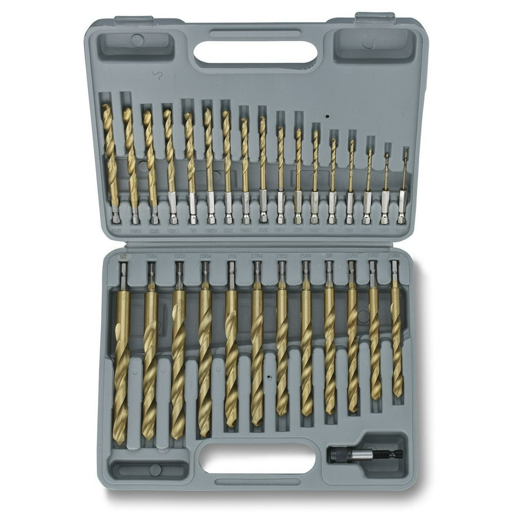 10055L Titanium Coated Hex Shank Drill Bit Set, 30 Piece Quick Change