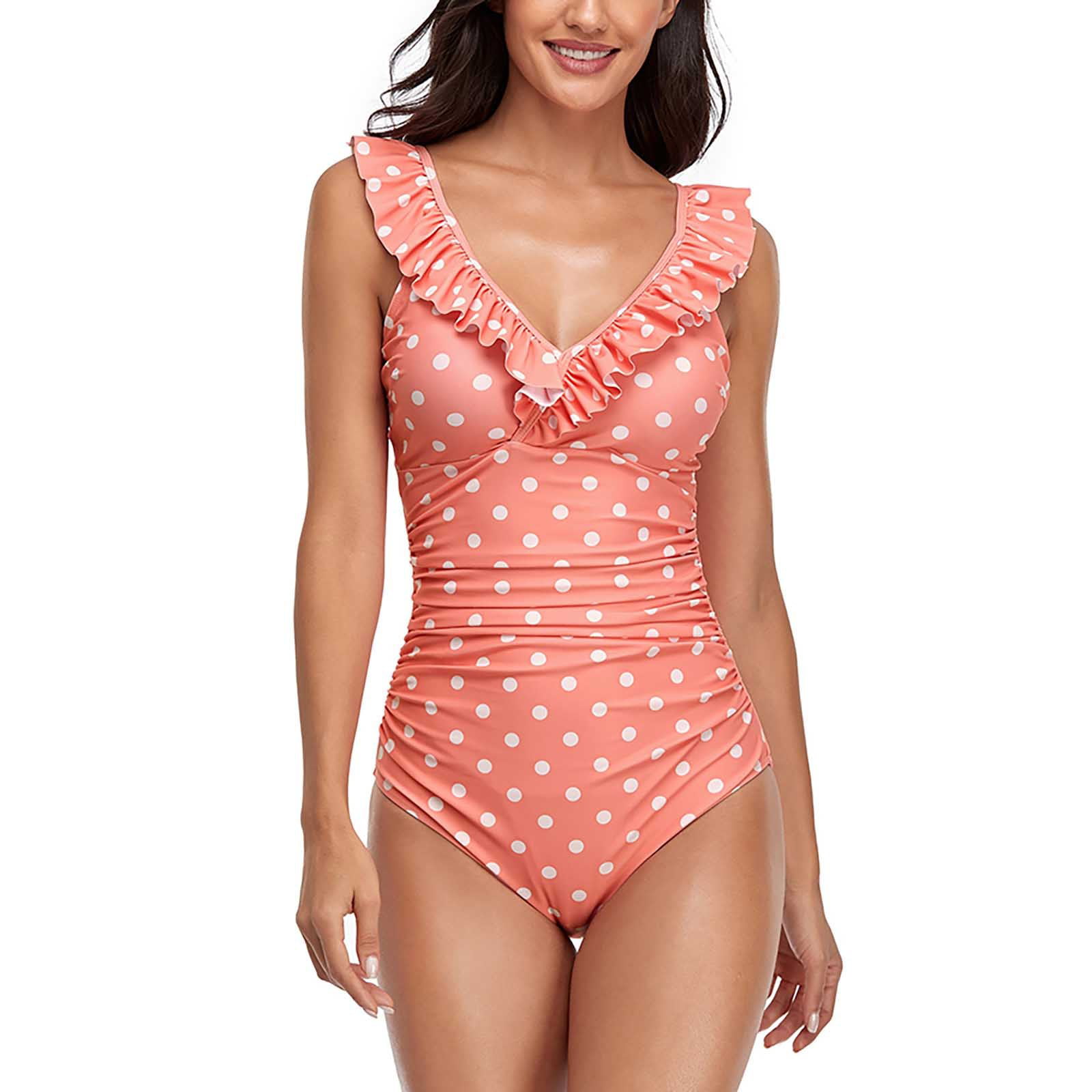Women Plus Size Polka Dot Tankini Set Swimsuit Padded Swimwear BeachWear UK14-20 
