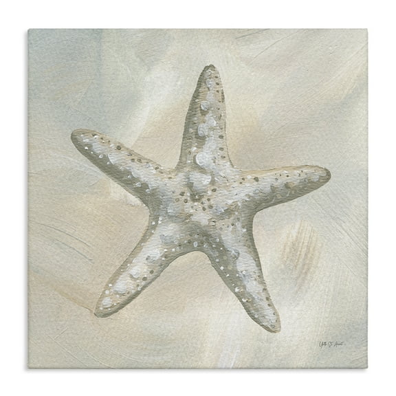 Stupell Industries Simple Beige Starfish Coastal Painting Gallery Wrapped Canvas Art Print Wall Art, 17 x 17