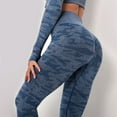 thumbnail image 2 of Bigersell Blue Yoga Pants for Women Yoga Full Length Pants Camouflage High Waist Hip Tights Quick-Drying Stretch Seamless Yoga Pants Yoga Pants with Elastic Waist for Ladies, 2 of 9