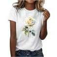 thumbnail image 2 of Womens T-shirts Short Sleeve Round Neck Floral Print T-shirt Multicolor XXL, 2 of 5
