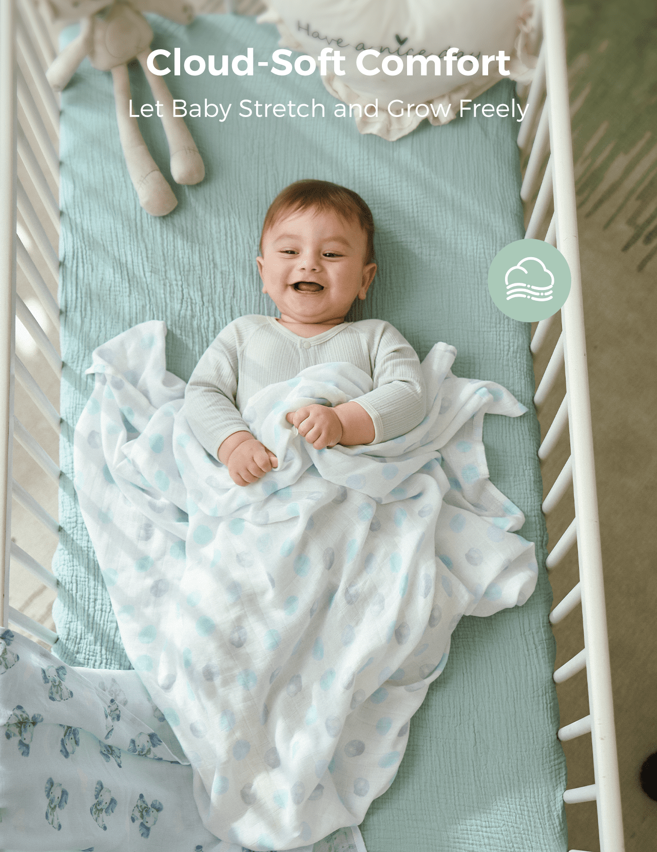 Momcozy Muslin Swaddle Blankets, 3 Pack, Breathable 2-Layer Gauze Large 47'' x 47'' Baby Swaddling Receiving Blanket Wraps for Newborn Boys Girls, Innocence