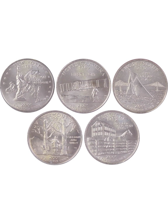 2001 D State Quarter 5 Coin Set BU Uncirculated Mint State 25c Collectible