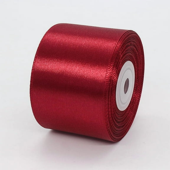 2 inch Wine Red Satin Ribbon 22m Solid Fabric Ribbons Roll for Gift Wrapping, Satin Weddings,Flower Bouquet, Invitations,Sewing,Party Decorations, Holiday Decorating and More