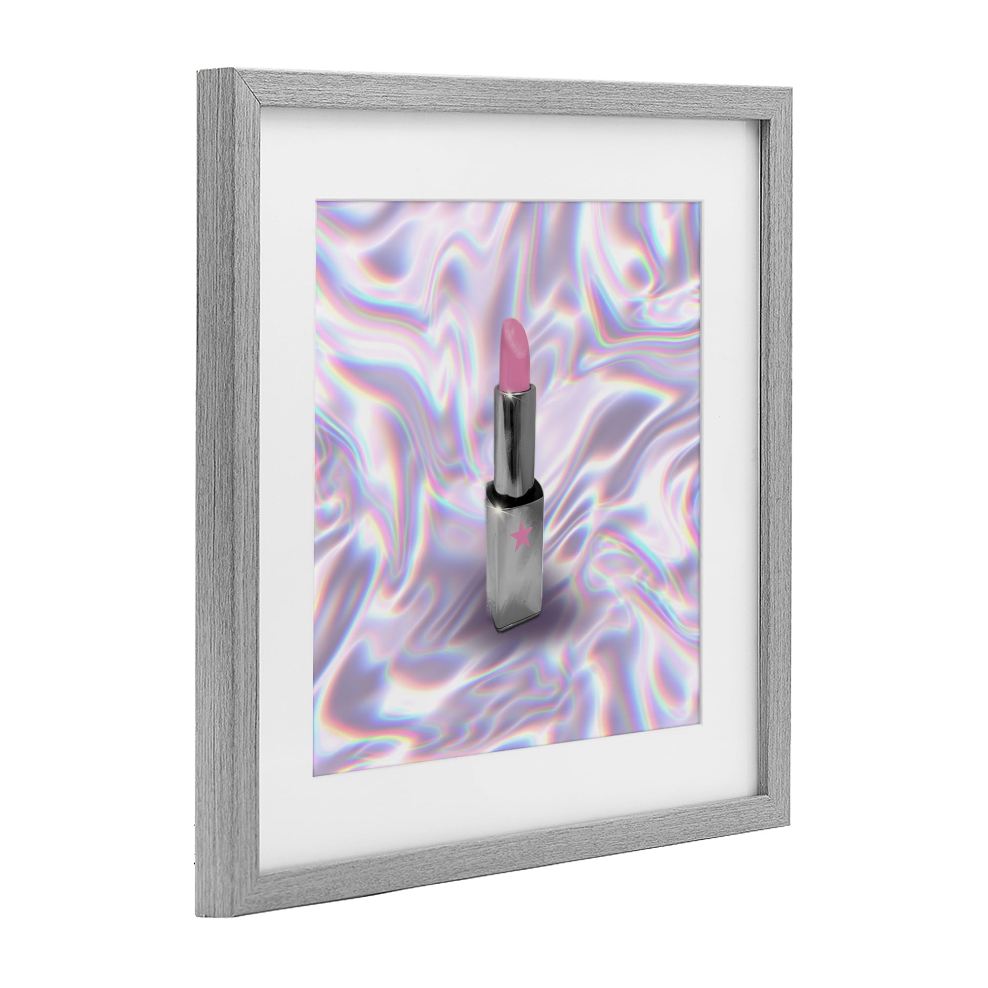 Stupell Industries Iridescent Icon Lipstick Gray Framed Print Under Glass, design by Matthew Piotrowicz