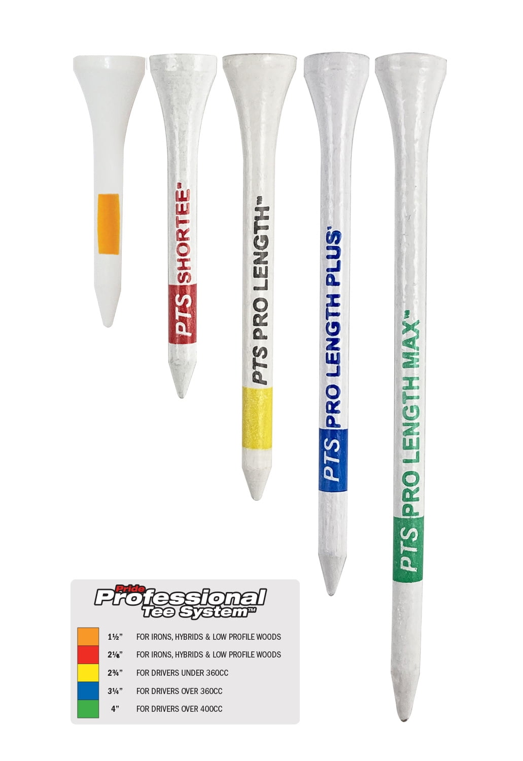(3 pack) PrideSports 3-1/4" White Golf Tees, 45-Count, Pride PTS, Wood Tees for Driver & 3-Wood