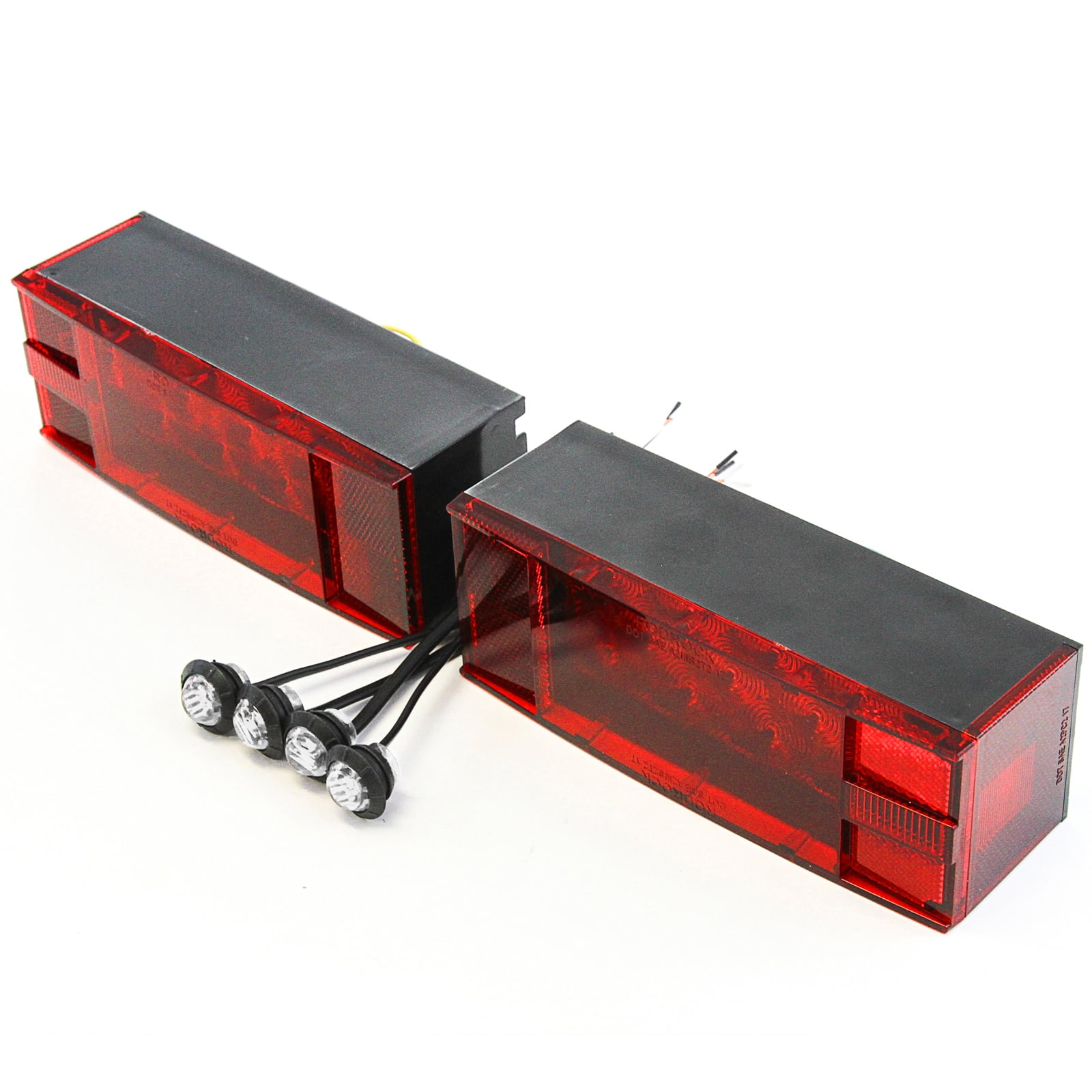 (2) LED Submersible Combination Trailer Tail Lights Boat & (4) Clear
