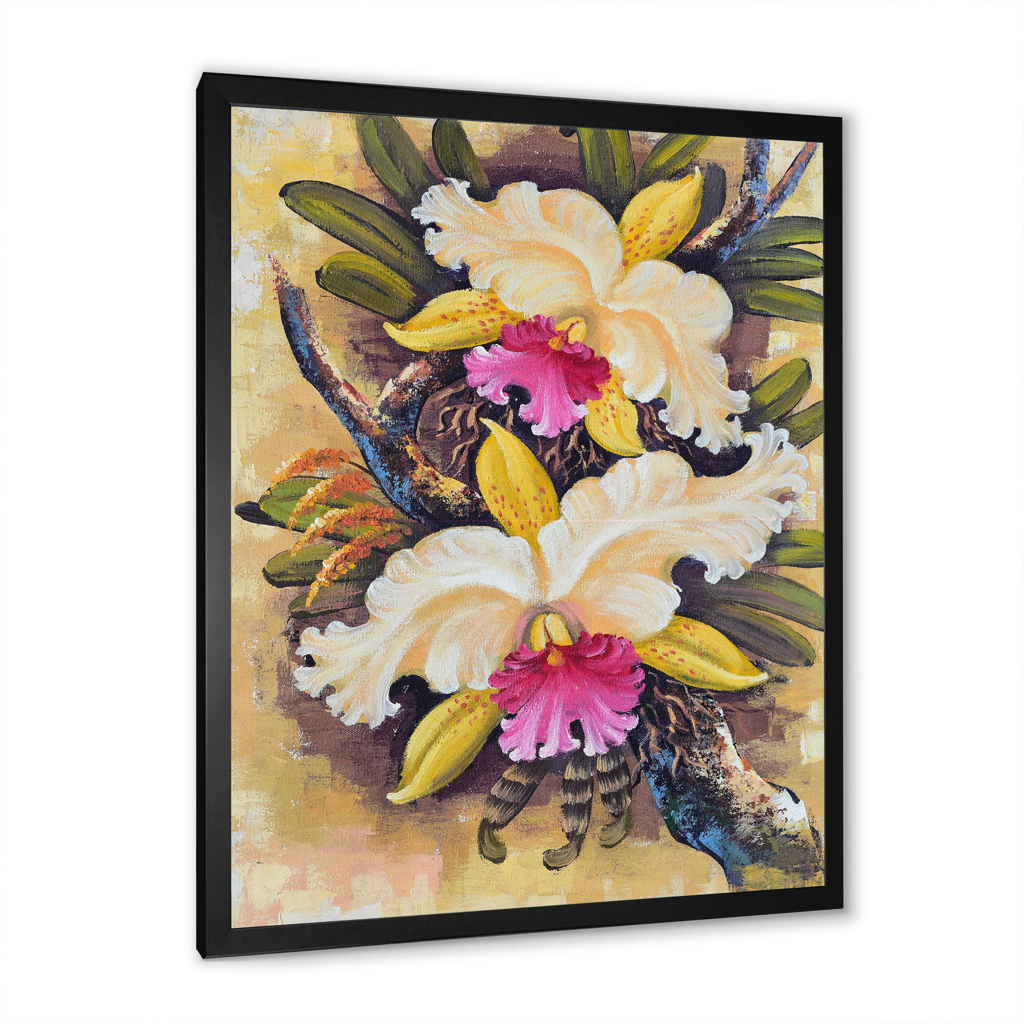 Designart 'Ancient Forest Orchids II' Traditional Framed Art Print