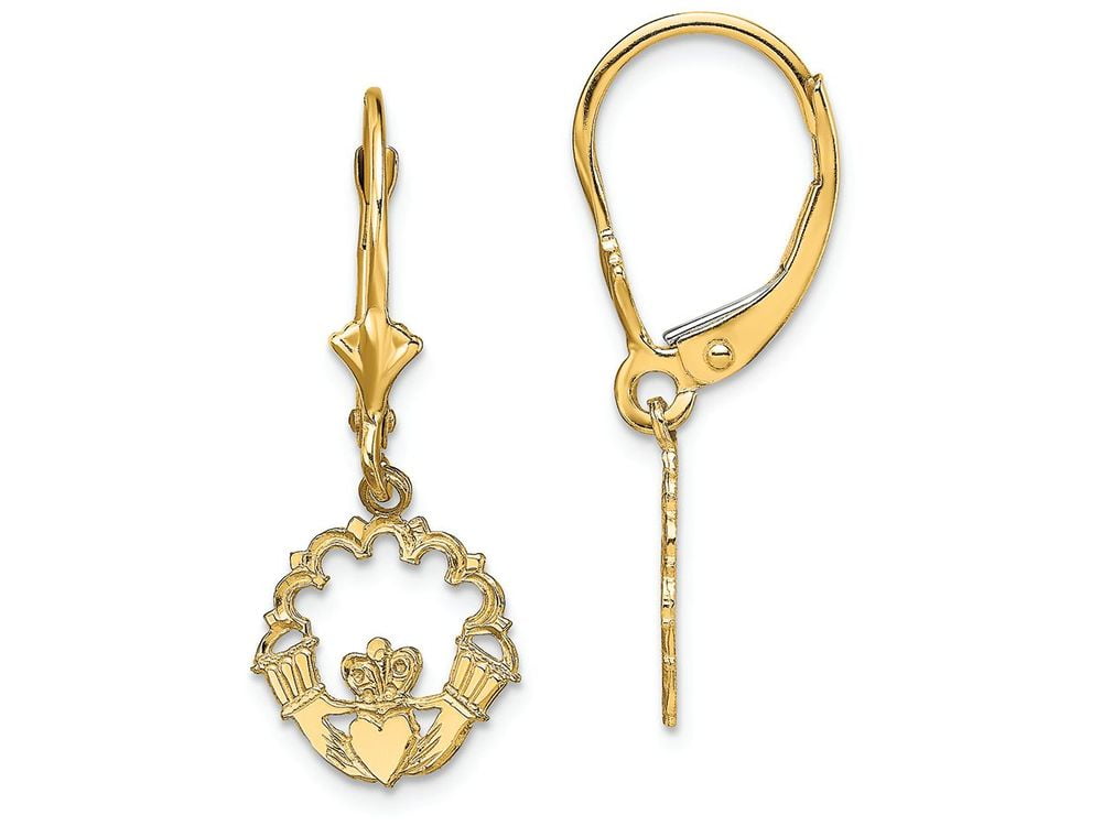 Finejewelers 10k Claddagh Hollow Hoop Earrings 10 kt Yellow Gold