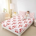 thumbnail image 3 of Erosebridal Girls Cute Cherry Bow Queen Sheet Sets 4 Pieces,Kids Teens Kawaii Red Flowers Bed Set,Microfiber Bedroom Decor, 3 of 5