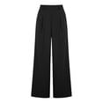 thumbnail image 5 of Miluxas Women's High Rise Wide Leg Trousers Pleated Front Business Casual Loose Straight Pants with Pockets Dress Pants for office Commute Wear Black, 5 of 7