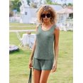 thumbnail image 4 of SMZ Women's Pajamas Sleeveless V Neck Pjs Set Ribbed Knit Summer Loungewear Sleepwear S-XXL, 4 of 6
