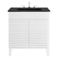 thumbnail image 4 of Sink Vanity Cabinet, White Black, Wood, Mid Century Hotel Bedroom Bathroom, Modern Contemporary HB33696, 4 of 9
