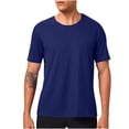 thumbnail image 7 of UVEASISHA Athletic T-Shirts for Men Stretch Short Sleeve Workout Traning Shirt Loose Comfy Gym Running Tshirts Solid Color Basic Tees Dark Blue 3XL, 7 of 7