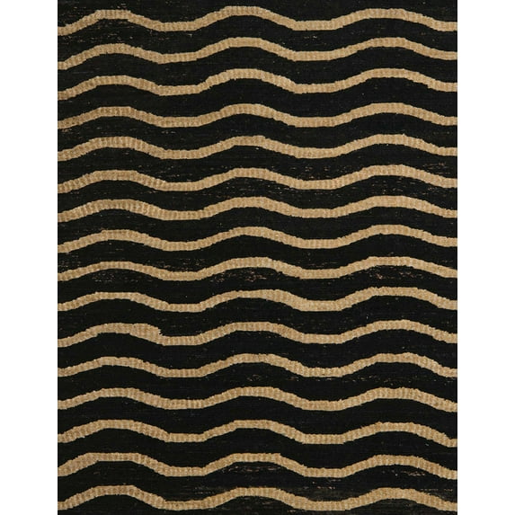 Ahgly Company Indoor Rectangle Abstract Black Abstract Area Rugs, 8' x 12'