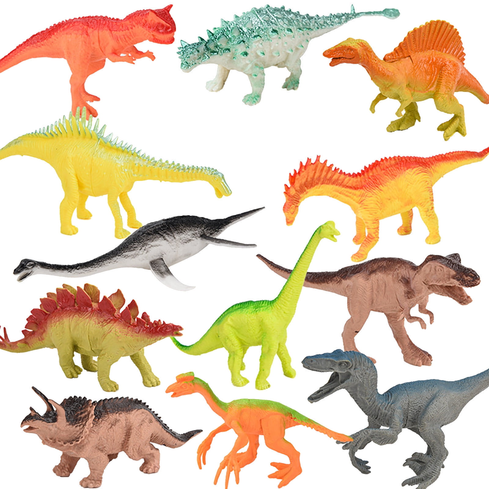 Large Tub of Dinosaurs Plastic Animals 26 pcs Set T Rex Stegosaurus Toys 