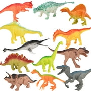 Education 12Pcs Large Sized Dinosaur Set Playset Animal Action Figures Toys For Kid Gift Pool Toys For Toddlers 1-3 Abs A