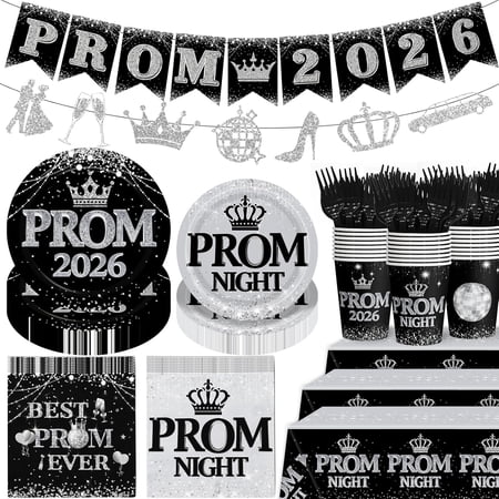Prom Send Off Decorations 2026: Prom Decorations 2026 Prom 2026 Decorations Include Prom Plates and Napkins Banner Cup Fork Tablecloth for Prom Decorations