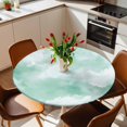 thumbnail image 2 of Watercolor Green Sky White Cloud Elastic Fitted Round Table Cover Ombre Modern Art Waterproof Outdoor Tablecloth for Holiday Party, Picnic, Patio & Dining Fits Tables Up to 45"-54", 2 of 8
