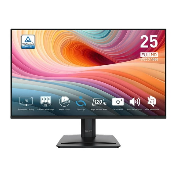 MSI PRO MP251 E2 - LED monitor - 25" (24.5" viewable) - 1920 x 1080 Full HD (1080p) @ 120 Hz - IPS - 300 cd/m�� - 1500:1 - 1 ms - HDMI, VGA, DisplayPort - speakers