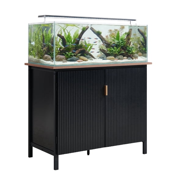 unipaws 40-50 gallon Aquarium Stand, Fish Tank Stand with Storage Cabinet, Walnut and Black