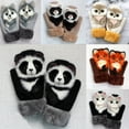 thumbnail image 4 of Guantes de peluche de animales de dibujos animados, guantes de invierno cálidos de piel de conejo tejidos para mujer, lindos guantes, 4 of 6