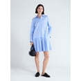 thumbnail image 2 of Free Assembly Women's and Women's Plus Striped Drop Waist Shirtdress with Long Sleeves, Sizes XS-4X, 2 of 5
