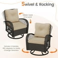 thumbnail image 5 of MRUAKA 3 Pieces Patio Furniture Set, Outdoor Swivel Gliders Rocker, Wicker Patio Bistro Set with Rattan Rocking Chair, Glass Top Side Table and Thickened Cushions for Porch Deck Backyard(Khaki), 5 of 7